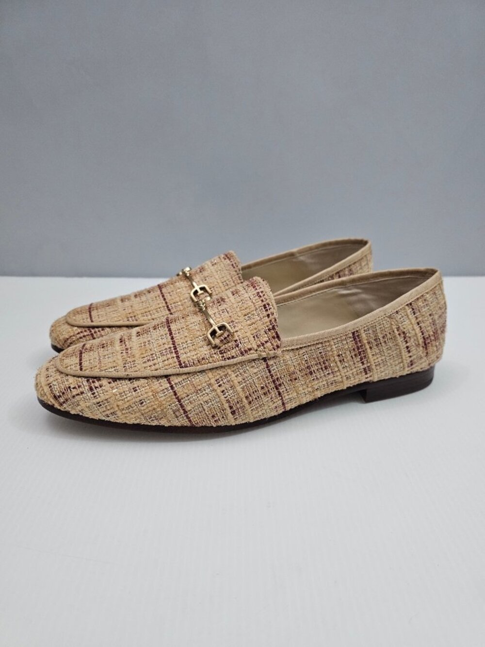Sam Edelman Loraine Horsebit Loafers Womens 9.5 Pale Gold Boucle Fats Slip On